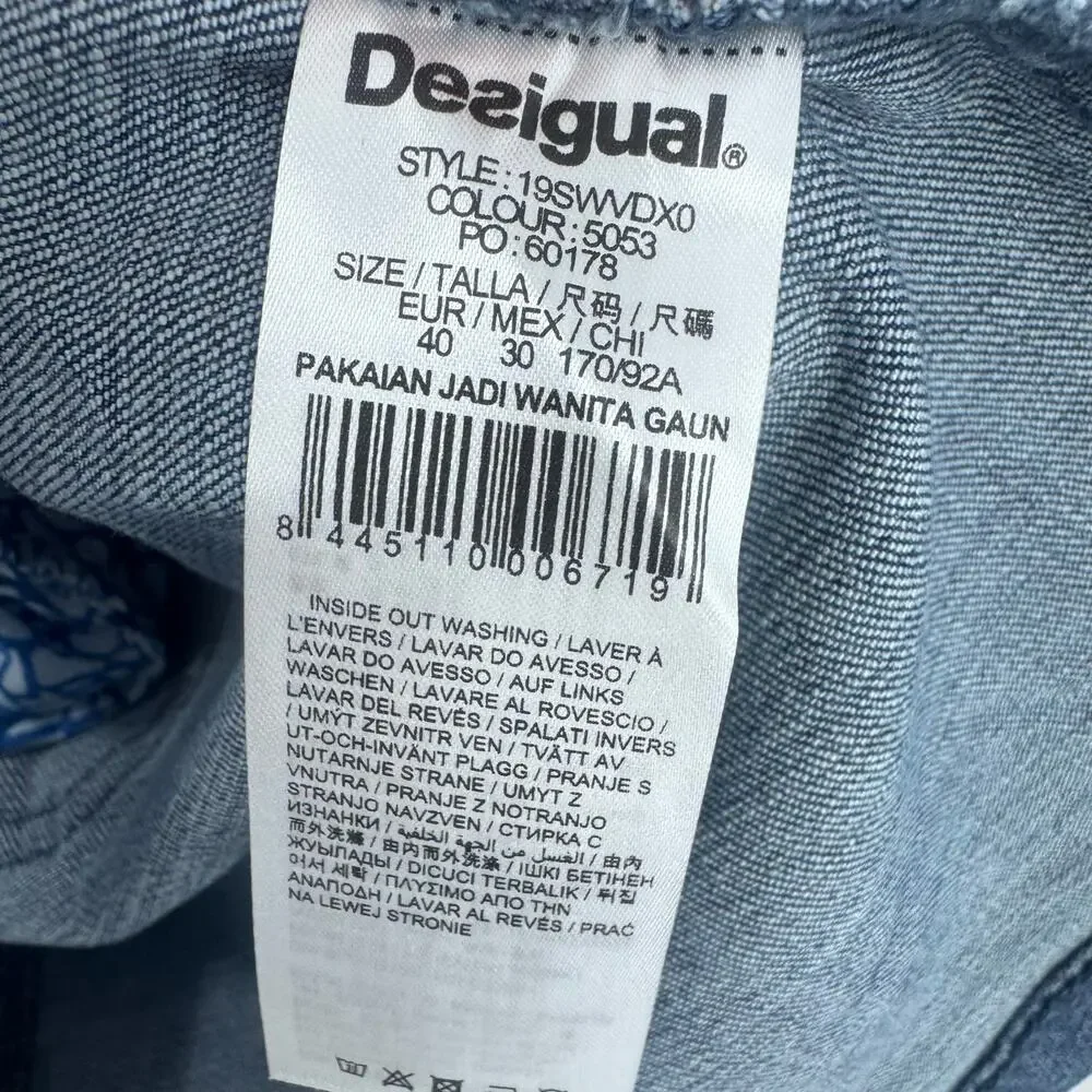 Desigual Women's Vest Xena Denim Mini Dress Short Sleeve Blue Size 40 /US 6 NWT_11